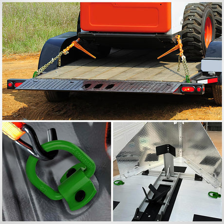 4 PCS D Ring Tie Down Anchor 1/2 Inch Heavy Duty Rings with Screws Bolts on Trailer Truck Bed Cargo 12000 Lbs Break Strength Hook Green