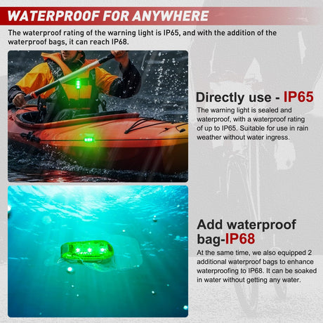 LED Safety Light 4PCS Green Marine Navigation Bike Tail Lights Three Modes Waterproof Reflective Gear Clip On Flash Strobe Indicator Lamp for Night Boating Fishing Cycling Jogging