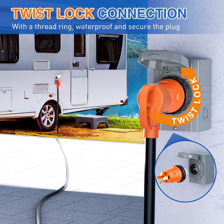 50 Amp to 50Amp RV Power Adapter 125/250 Volt Twist Locking Connector 14-50P to SS2-50R 50A Male Plug to 50A Female Receptacle for RVs Generator Camper Caravan Shore Power Converter