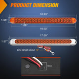 LED Tail Light 2PCS 17 Inch 40LED Amber Running Tail Turn Signals Lights w/Chrome Bezel Waterproof Surface Mount for 12V Towing Trailer Truck RV Camper Boat
