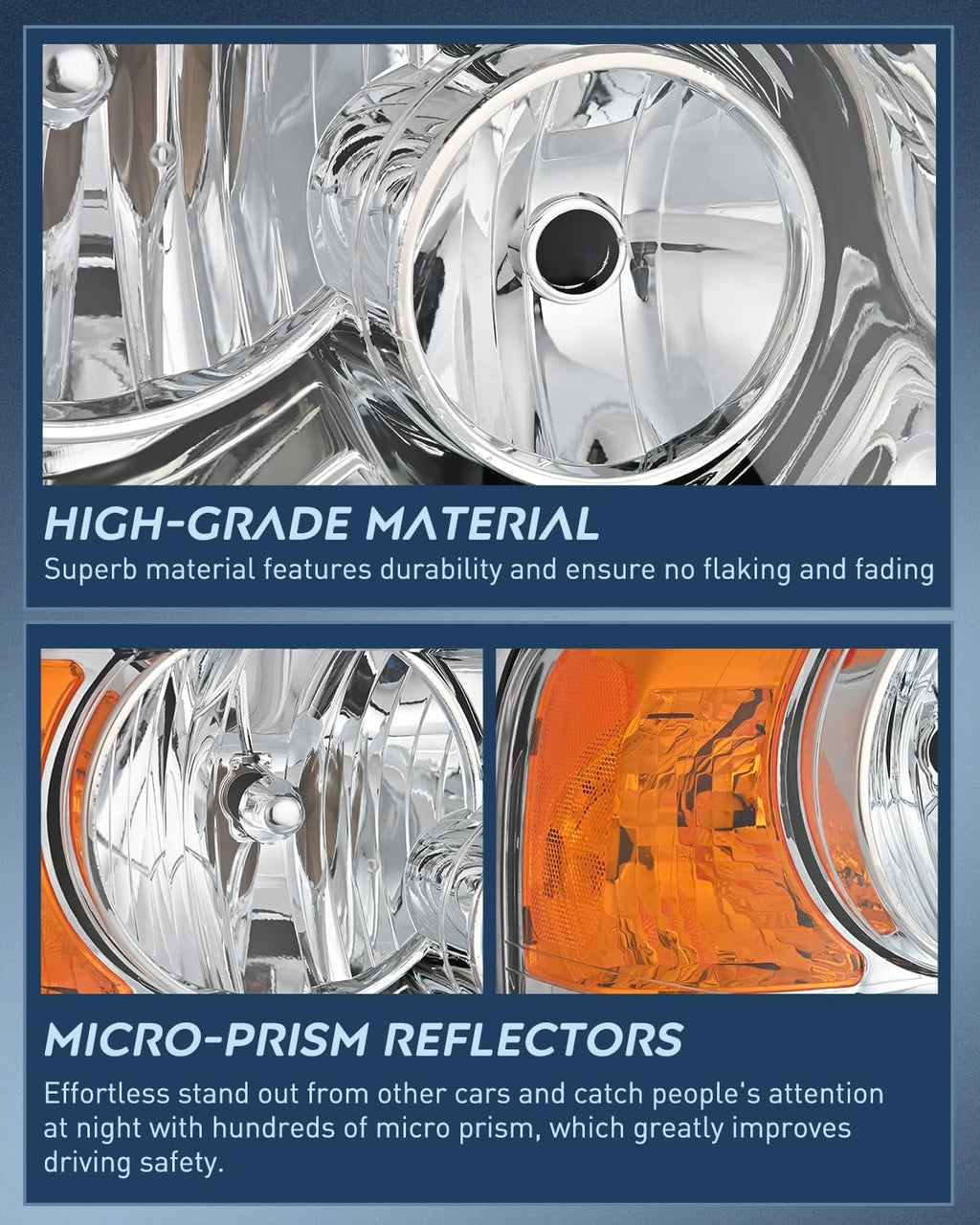 20032006 Ford Expedition Headlight Assembly Chrome Housing Amber Refl