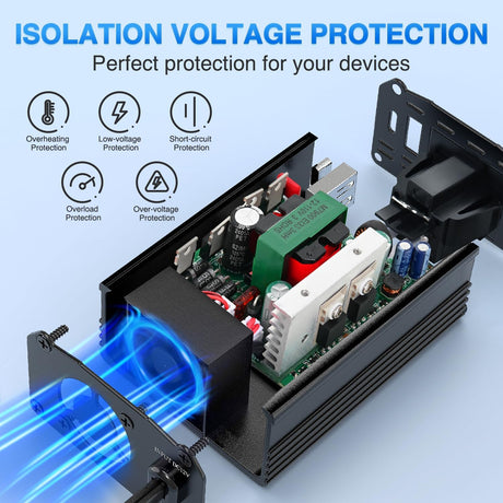150W Power Inverter 12V DC to 110V AC Car Converter with PD 30W USB C & QC3.0 for Phones Tablets Laptop Computer Game Console Kindle iPad DVD Players Black
