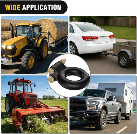 Heavy Duty Pintle Hitch Lunette Ring Tow Eye,3 Inch ID, 26,455 lbs（12T） Capacity,Black Powdercoat,Trailers and Towing Accessories