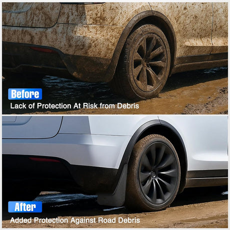 Mud Flaps for Tesla Model X 2022 2023 2024 2025, No Drilling Precision Fit Exterior Accessories Heavy-Duty Splash Guards Protection, Front & Rear Set