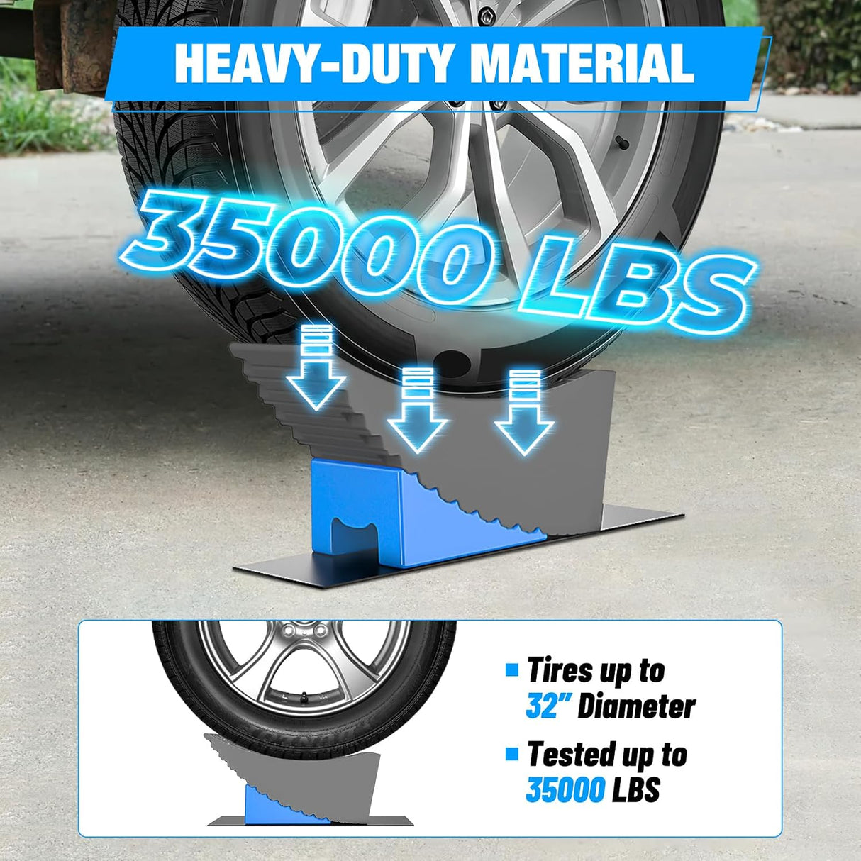 RV Leveling Ramp, Curved Camper Leveler up to 6 Inch Lift, Raised Tire Change Ramp, Tandem Wheel Aid for Dual Axle Trailers, 1 Pack