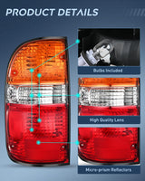 Taillight Assembly Compatible with 2001 2002 2003 2004 Toyota Tacoma Rear Tail Light Lamp Replacement OE Style Driver Side