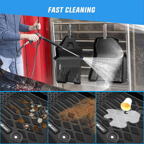 TPE Floor Mats for Dodge Ram 1500 Crew Cab New Body (Not Classic) 2019 2020 2021 2022 2023 2024 All Weather Custom Fit Heavy Duty Floor Liners