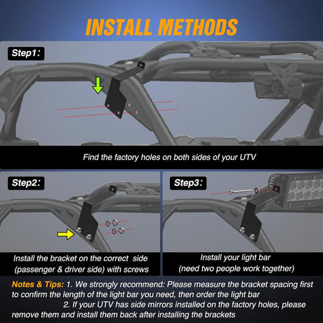 Light Bar Mounting Brackets for 42 Inch LED Straight Curved Lights UTV Roof Upper Windshield Compatible with Can-am Maverick X3 MAX DS RS MR Turbo R 2017 2018 2019 2020 2021 2022 2023 2024