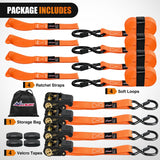 Ratchet Tie Down Straps With Soft Loop Orange Nilight