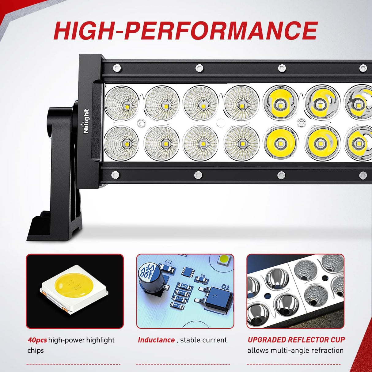 22 Inch 120 W LED Light Bar with Yellow Black Covers | Spot Flood Combo Lighting for Off Road Driving Fog Lamp on Motorcycle Van Camper Pickup Golf Cart ATV UTV SUV Truck Boat 4x4