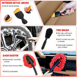 Automotive Tools 37PCS Car Detailing Kit Auto Cleaning Tools Wash Set with Storage Carry Bag Home Use for Interior Exterior Deep Clean Car Care Windshield Dashboard Seat Air Vents Wheels Tires, Red