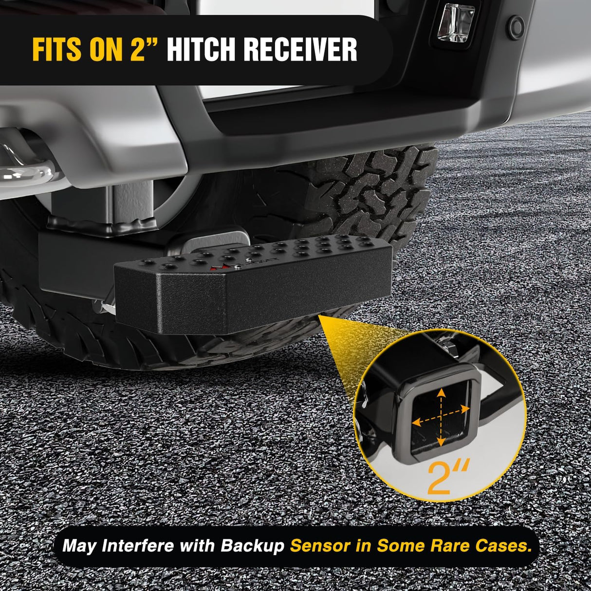Hitch Step with 2 Inch Hitch Receiver Rear Bumper Guard Protector 11.9 Inch with 5/8 Inch Hitch Pin Clip Upgraded Textured Black Anti Slip Hitch Step Bar for Pickup Truck Car SUV