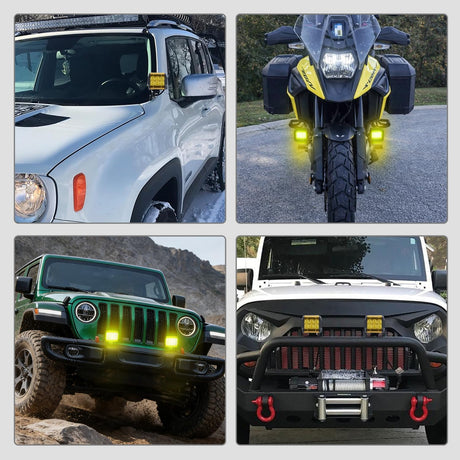 Light Bar Cover for 4 Inch LED Pods, 2 PCS Yellow Protective Durable Polycarbonate Lens Waterproof Dustproof Scratch-Proof for Double-Row Off Road Driving Lighting