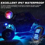 RGB Rock Lights RGB LED Rock Lights Kit 10 PCS 18LED Wide Angle Wheel Well Light with Remote & Bluetooth App Dual Control Multi Modes Underglow Multicolor Neon Pod for ATV UTV SUV Offroad Truck RZR Boat