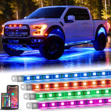 4PCS Aluminum RGBW LED Underglow Strip Lights with APP & Remote | 396 LEDs Door Assist Multi Color DIY Sound Active Function Music Mode Underbody Light Strips for Car Truck RV