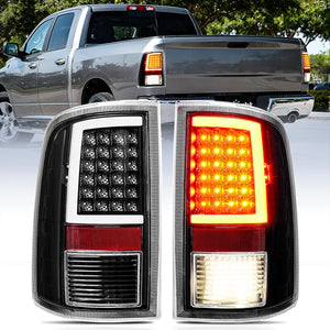 Taillight Assembly Compatible with 2009 2010 2011 2012 2013 2014 2015 2016 2017 2018 Dodge Ram 1500 2010-2018 Ram 2500 3500 Incandescent Type Upgrade LED Tube Tail Lights Rear Brake Lamps