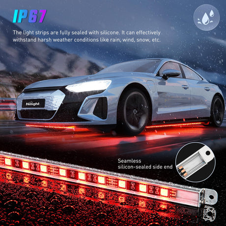 4Pcs Aluminum Underglow Neon Accent Strip Lights 396 LEDs RGB Door Assist Multi Color DIY Sound Active Function Music Mode with APP and Remote Control Underbody Light Strips for Car Truck RV