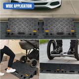 Portable Plastic Curb Ramps - 3.9 Inch Rise Interlocking Threshold Ramp for Scooter Wheelchair Motorcycle Dolly, Lightweight 2 Pack
