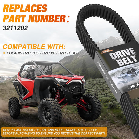 Drive Belt 3211202 for Polaris RZR Belts Fit for Polaris RZR XP Pro R 4 Turbo EPS S 2017-2025 Performance Extreme Badass CVT Drive Belt Premium Aramid Replaces OE Part #3211202, 1 Pack