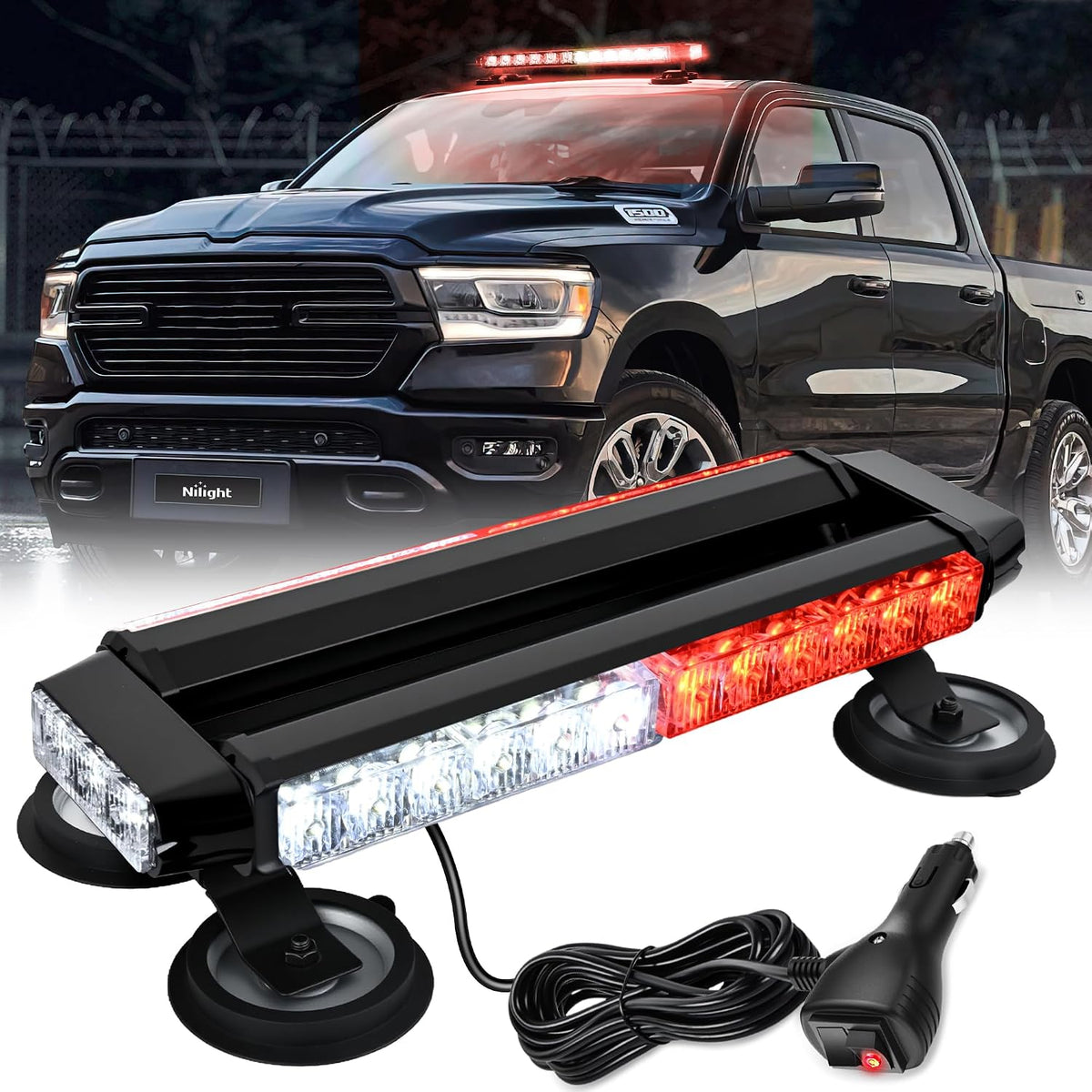 14.5 Inch 30LED Strobe Light Bar Double Side Rooftop Red White