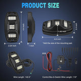 RGBW LED Rock Lights Kit, 8 Pods 22LED Wide Angle Remote & Bluetooth App Dual Control with Music Modes Multicolor Underglow Neon Wheel Well Light Fit for ATV UTV SUV Offroad Truck RZR Boat