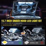 Under Hood Light Strip 21 LED Waterproof Underhood Work Lights with On/Off Switch Blade Fuse Engine Bay Repair Lamp White 12V for Car Truck SUV