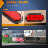 6 Inch Oval Red LED Trailer Tail Light 4PCS 10LEDs Waterproof Stop Brake Turn Surface Mount Trailers Lights for Truck RV Boat Bus Lorry Camper Van Caravan