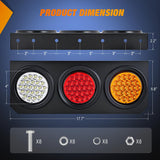 Triple Tail Lights 2PCS 72LED Stop Brake Turn Reverse | Running Backup Lights with Iron Bracket Base IP67 Waterproof Fits Truck Trailer Camper Van RV Caravan