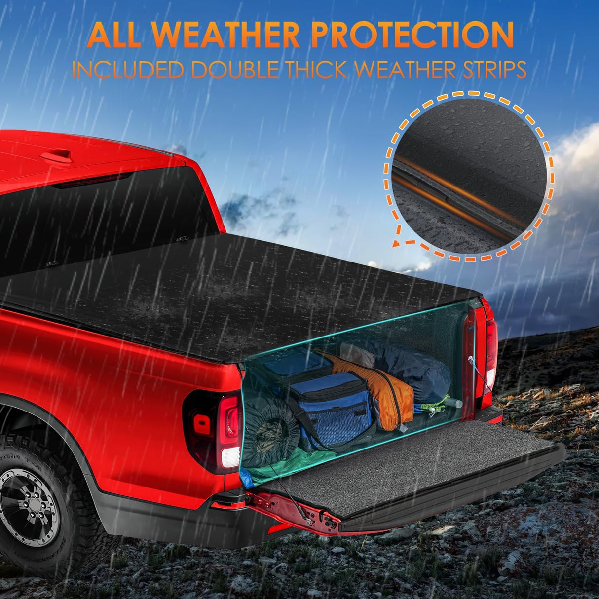 Soft Roll-Up Tonneau Cover Compatible with Honda Ridgeline 2017 2018 2019 2020 2021 2022 2023 2024 2025– 5ft Truck Bed Cover