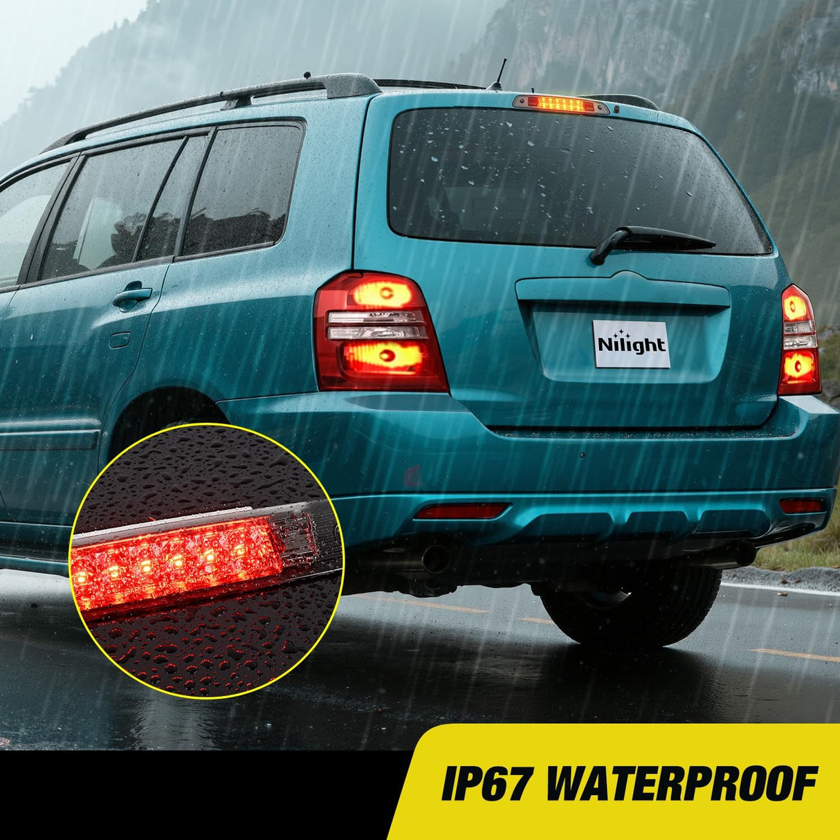 Third Brake Light for Toyota Highlander 2001 2002 2003, Smoked Lens | for Toyota Highlander 2001 2002 2003, High Mount 3rd Stop LED Van SUV Rear Cab Center Lamp Tail Replacement