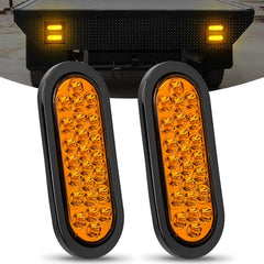 6 Inch Oval Amber 24Leds Trailer Tail Lights (Pair)