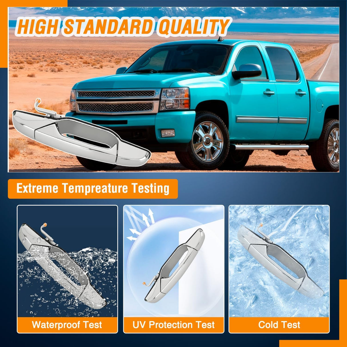 Exterior Front Right Passenger Car Door Handle Compatible with 2007 08 09 10 11 12 13 Chevy Silverado Suburban Tahoe GMC Sierra Yukon Cadillac Escalade Replaces #80545,25960526,15915150,Chrome