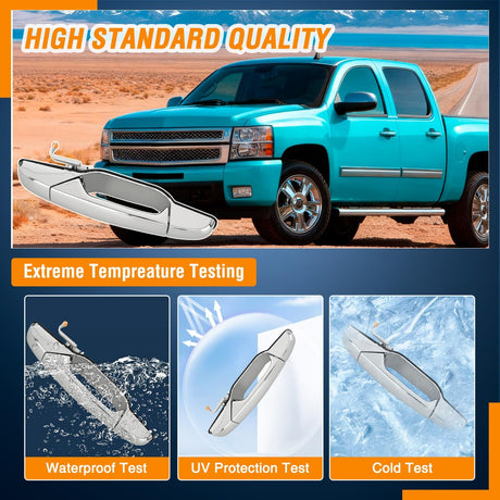 Exterior Front Right Passenger Car Door Handle Compatible with 2007 08 09 10 11 12 13 Chevy Silverado Suburban Tahoe GMC Sierra Yukon Cadillac Escalade Replaces #80545,25960526,15915150,Chrome