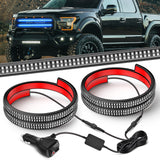 2PCS 24 inch Truck Grille Strobe Lights Strip 384 LED Emergency Light Blue Flexible Side Flashing Warning Caution Safety Waterproof Lighting Kit for Trucks Tow Plow Construction Vehicles