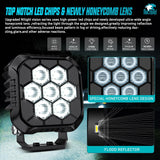 LED Pod Light 2 PCS 3.8 Inch 45 W 9 LED Square Hyper Flood Beam Offroad Driving Lights w/16 AWG Rocker Switch Wiring Harness Kit for Truck Motorbike Boat ATV UTV