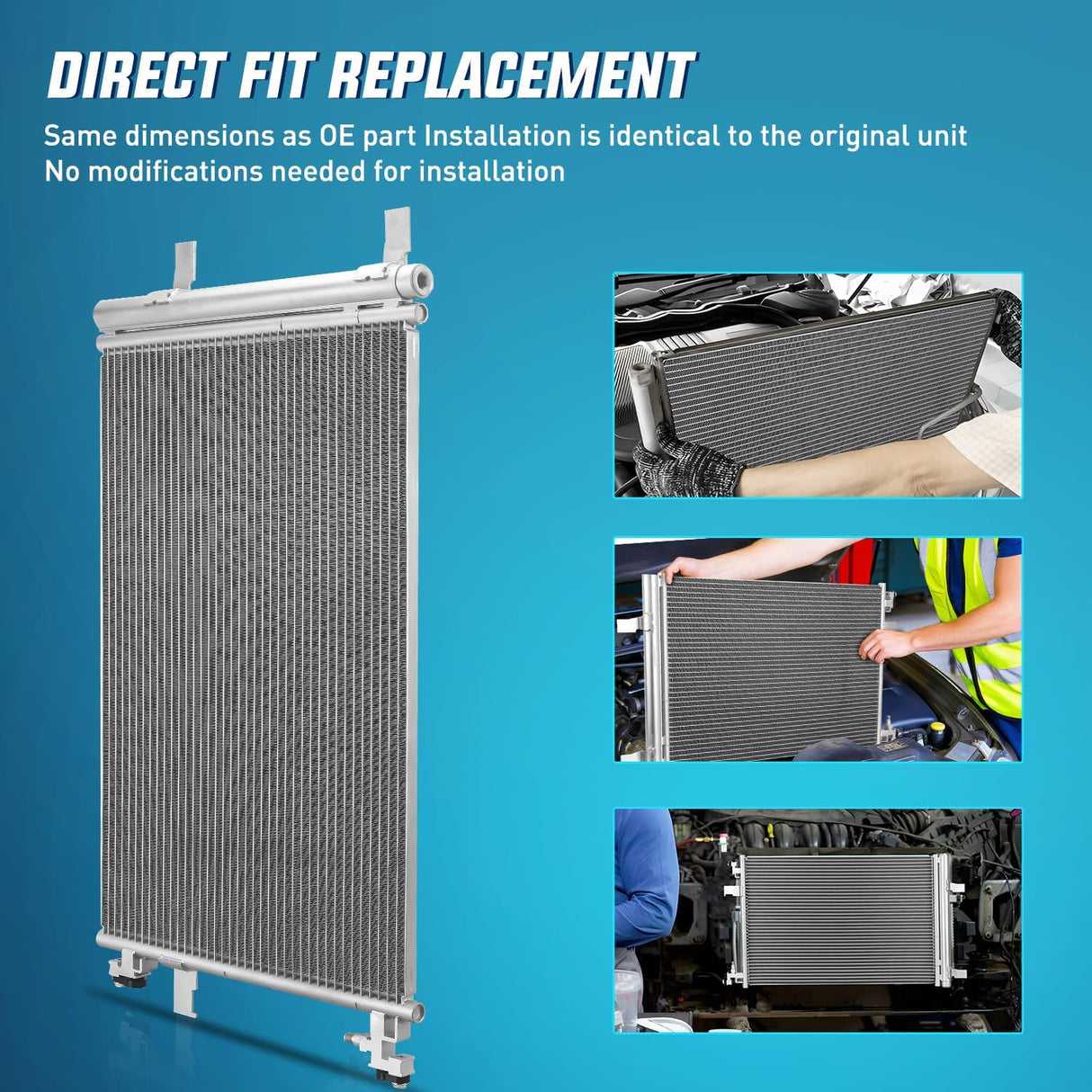 AC Condenser Fit for Chevrolet Malibu 2013 2014 2015 Impala 2014-2020 Cruze 2010-2015, Cadillac 2013-2019, Buick 2010-2017 Air Conditioning A/C Condenser w Receiver Drier Replace#3794,13267649