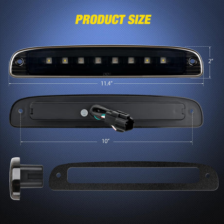 Third Brake Light Tail High Mount 3rd Stop Cargo Reverse Lights Smoked Lens Compatible with Dodge Dakota 1997 1998 1999 2000 2001 2002 2003 2004 2005 2006 2007 2008 2009 2010