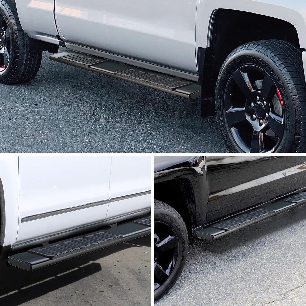 Running Boards for Toyota Tacoma 2005-2023 Double Cab | for 2 Full-Size Door & 2 Half-Size Door 6 Inch Side Step Nerf Bars Stainless Steel Black