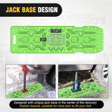Recovery Off-road Traction Boards with Jack Lift Base Emergency Tire Ladder Mats For 4WD 4X4 Mud Sand Snow with 2PCS Mounting kit Carry Bag 2 leashes (Green)