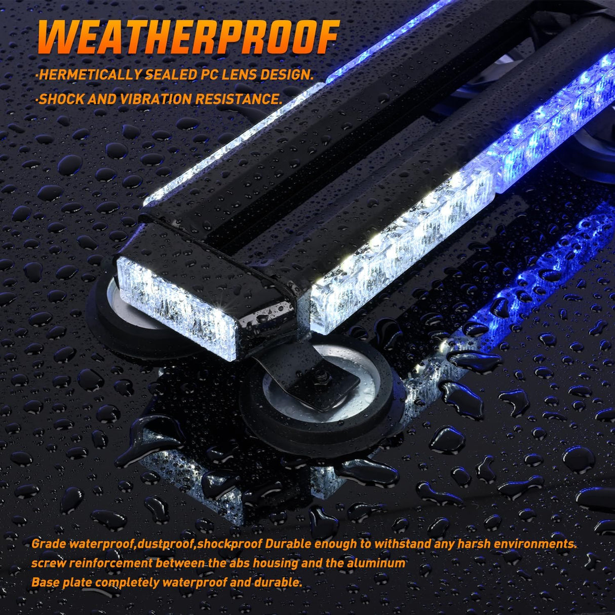 14.5 Inch 30LED Strobe Light Bar Double Side Rooftop Blue White