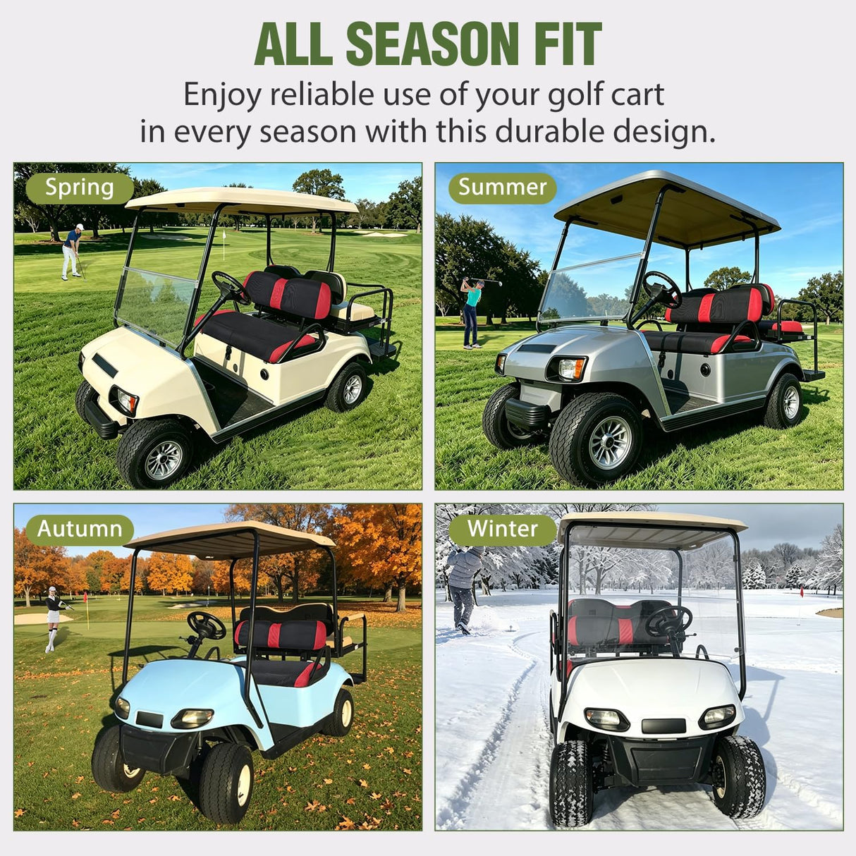 Golf Cart Front Seat Cover 1PC Red Black EZGO TXT RXV Club Car DS | Breathable Sandwich Mesh Sun Scratch Resistant Washable No Staple Fits 1994-2013 EZGO TXT RXV and 2000-2026 Club Car DS