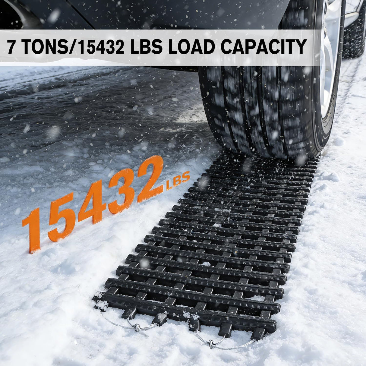 Tire Traction Mats,7 Ton Heavy-Duty Recovery Tracks for Off-Road 4X4,SUV,Truck & Van in Snow,Mud,Ice & Sand,39 InchPortable Emergency Devices with Storage Bag (2 Pack)