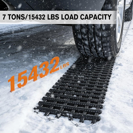 Tire Traction Mats,7 Ton Heavy-Duty Recovery Tracks for Off-Road 4X4,SUV,Truck & Van in Snow,Mud,Ice & Sand,39 InchPortable Emergency Devices with Storage Bag (2 Pack)