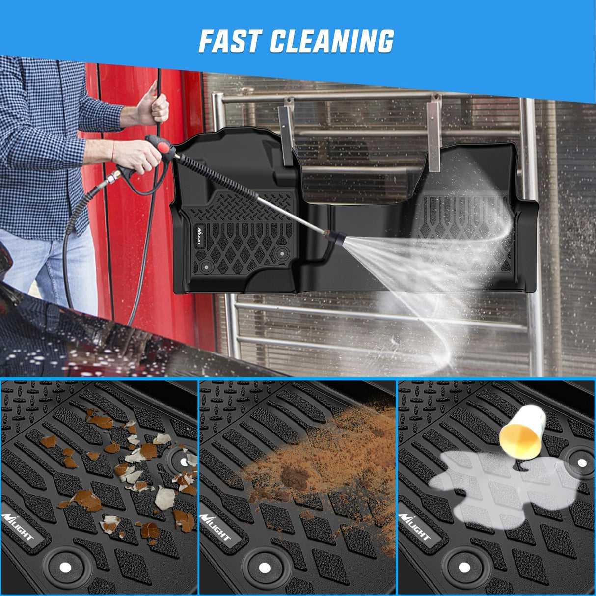 TPE Floor Mats for Ford F250 F350 F450 F550 Super Duty Crew Cab Bench Seat 2017 2018 2019 2020 2021 2022 2023 2024 2025 2026 All Weather Custom Fit Heavy Duty Floor Liners
