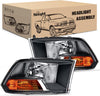 Headlights Assembly Dual Beam Black Case For 2009-2012 Dodge Ram 1500 2500 3500 (Pair) Nilight