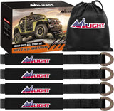 2 Inch x 38 Inch Axle Tie Down Straps with D-Rings & Protective Sleeves | 11,127 LBS Break Strength for Car Haulers Engine Hoists Trucks Trailers and UTVs 4 Pack Black