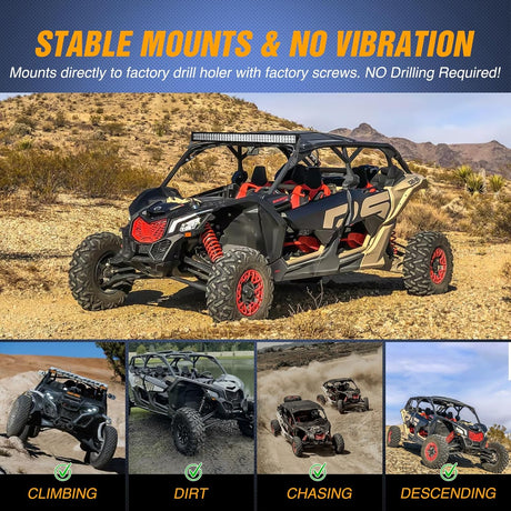 Light Bar Mounting Brackets for 50 Inch Straight Lights UTV Roof Upper Windshield Compatible with Can-am Maverick X3 MAX DS RS MR Turbo R 2017 2018 2019 2020 2021 2022 2023 2024