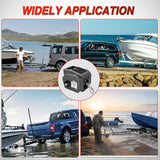 Boat Trailer Winch 3500 lbs Portable Electric Boat Winches 12 V DC Marine Winch with Steel Cable Remote Control & Hand Crank Power-in Freewheel Operat Waterproof Winch for Boat Trailer, Gray