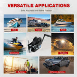 Boat Trailer Winch 3500 Lbs Hand Crank Winch Heavy Duty Boat Winches with 33Ft Strap Rope Hook Two Way Ratchet 4:1 8:1 Gear Portable Marine Manual Winch for Trailers Boat RV ATV Jet Ski Towing