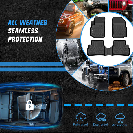 TPE Floor Mats for Chevy Spark 2016 2017 2018 2019 2020 2021 2022 2023, All Weather Custom Fit Heavy Duty Floor Liners